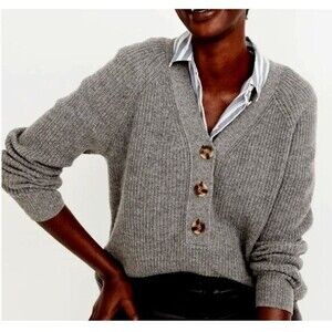 MADEWELL Sweater Women Sz XS Gray Ribbed Lyle Henley Knit Merino Wool‎ Blend